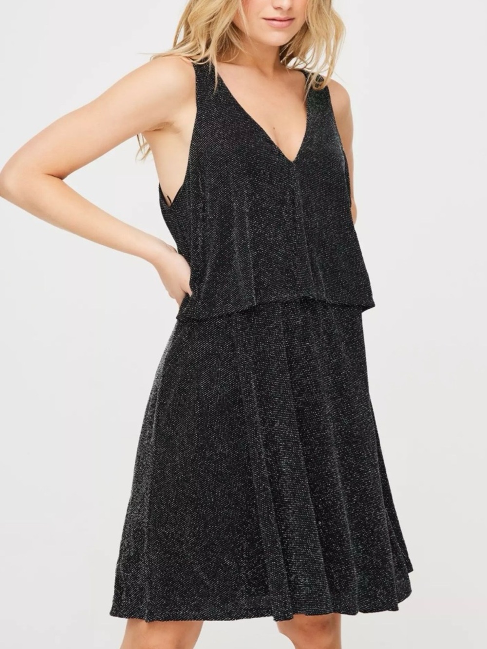 Express Metallic V Neck Sleeveless Dress Size Large New